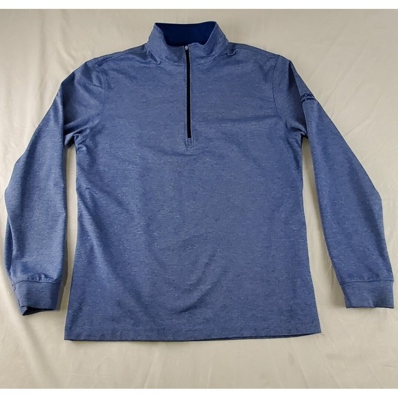 Straight Down Other - Straight Down Men Pullover Sweater M Blue Long Sleeve 1/4 Zip Logo Embroidered